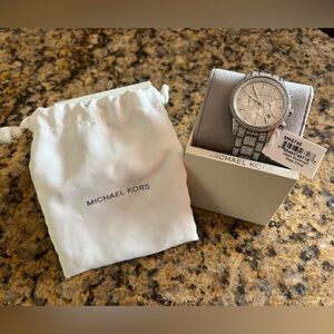 Michael Kors Silver Crystal-Embellished Watch